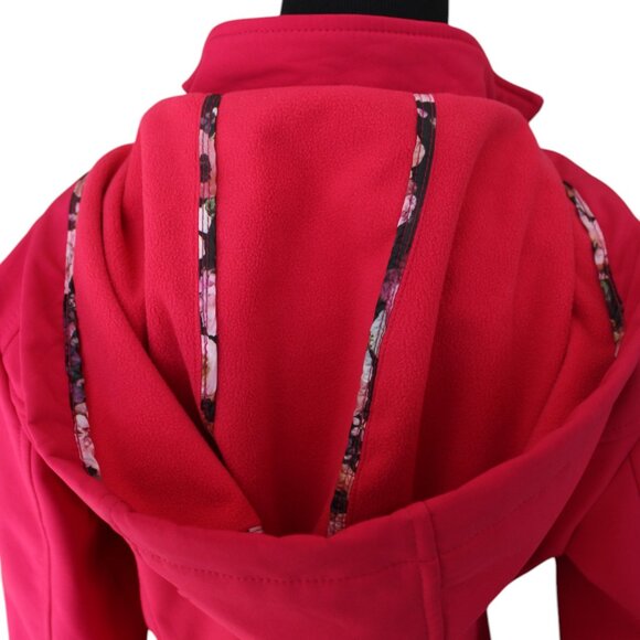 Betsey Johnson Soft Shell Hooded Coat Pink Water Repellent Ruffle, Size M, EUC - Picture 11 of 16